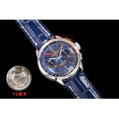 Premier B01 AB0118 A7750 Automatic Chronograph Mens Watch Best Edition BLSF Blue Dial Blue Leather Strap V2