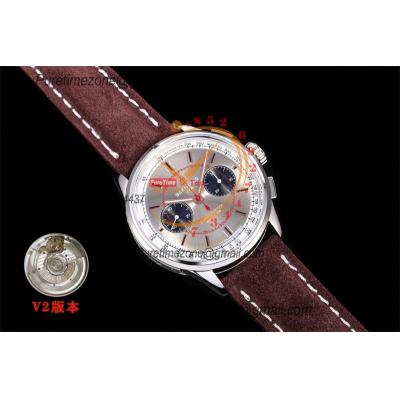 Premier B01 AB0118 A7750 Automatic Chronograph Mens Watch Wheels And Waves Best Edition BLSF Gray Dial Leather V2