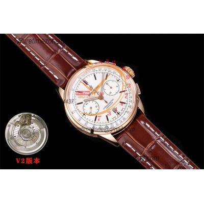 Premier B01 RB0118 A7750 Automatic Chronograph Mens Watch Best Edition BLSF Rose Gold Silver Dial Brown Leather V2