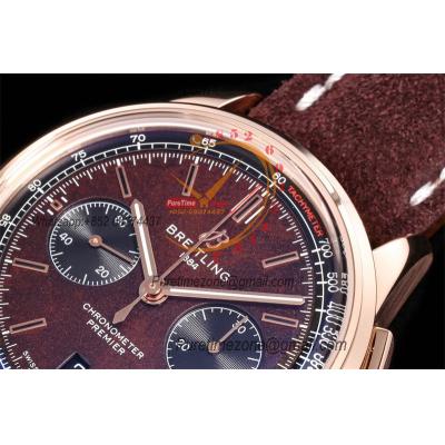 Premier B01 RB0118 A7750 Automatic Chronograph Mens Watch Best Edition BLSF Rose Gold Brown Dial Brown Leather V2