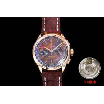 Premier B01 RB0118 A7750 Automatic Chronograph Mens Watch Best Edition BLSF Rose Gold Brown Dial Brown Leather V2