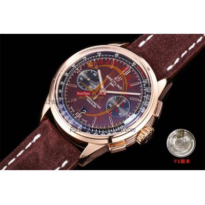 Premier B01 RB0118 A7750 Automatic Chronograph Mens Watch Best Edition BLSF Rose Gold Brown Dial Brown Leather V2