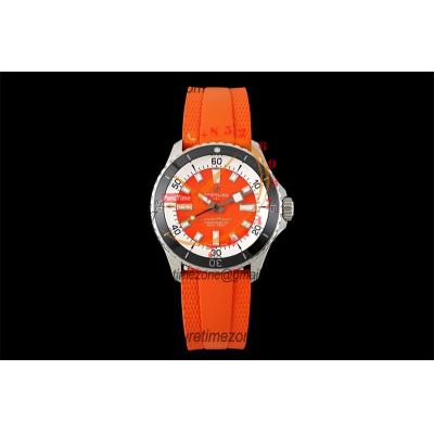 SuperOcean A17375 Automatic 42 SS A2824 Automatic Mens Watch Best Edition BLSF Orange Dial Rubber Strap