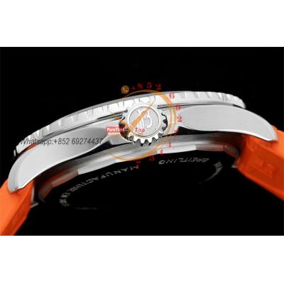 SuperOcean A17375 Automatic 42 SS A2824 Automatic Mens Watch Best Edition BLSF Orange Dial Rubber Strap