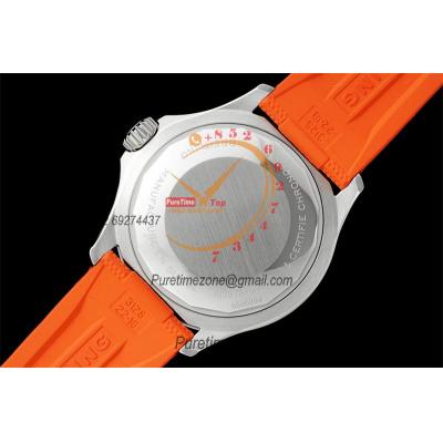 SuperOcean A17375 Automatic 42 SS A2824 Automatic Mens Watch Best Edition BLSF Orange Dial Rubber Strap