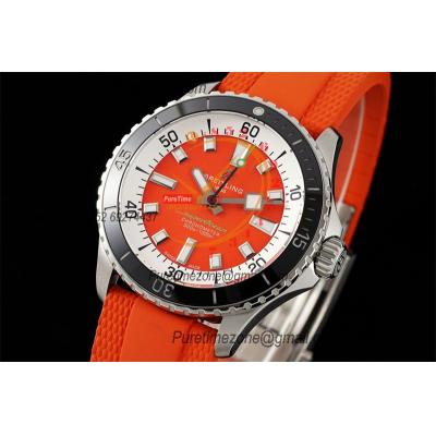 SuperOcean A17375 Automatic 42 SS A2824 Automatic Mens Watch Best Edition BLSF Orange Dial Rubber Strap