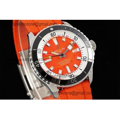 SuperOcean A17375 Automatic 42 SS A2824 Automatic Mens Watch Best Edition BLSF Orange Dial Rubber Strap