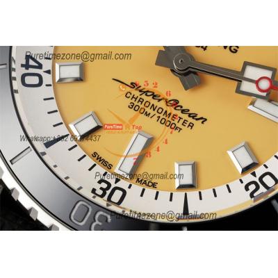 SuperOcean A17375 Automatic 42 SS A2824 Automatic Mens Watch Best Edition BLSF Yellow Dial Rubber Strap