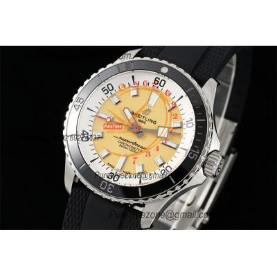 SuperOcean A17375 Automatic 42 SS A2824 Automatic Mens Watch Best Edition BLSF Yellow Dial Rubber Strap