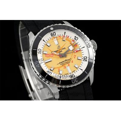 SuperOcean A17375 Automatic 42 SS A2824 Automatic Mens Watch Best Edition BLSF Yellow Dial Rubber Strap