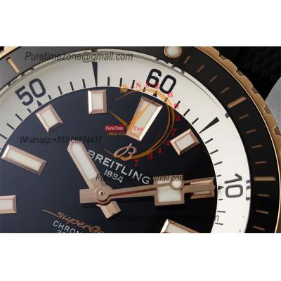 SuperOcean A17375 Automatic 42 A2824 Automatic Mens Watch Best Edition BLSF Rose Gold  Yellow Dial Rubber Strap