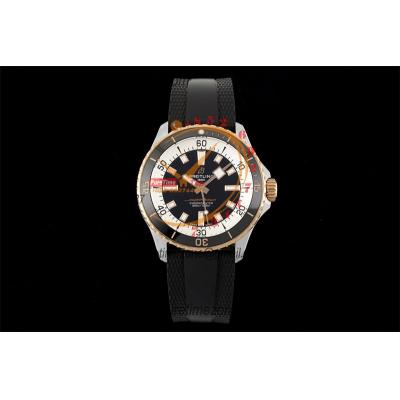 SuperOcean A17375 Automatic 42 A2824 Automatic Mens Watch Best Edition BLSF Rose Gold  Yellow Dial Rubber Strap