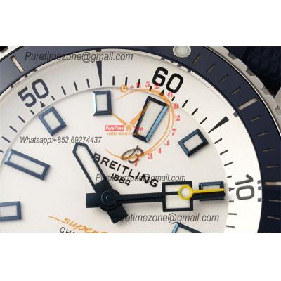 SuperOcean A17375 Automatic 42 SS A2824 Automatic Mens Watch Best Edition BLSF White Dial Blue Rubber Strap