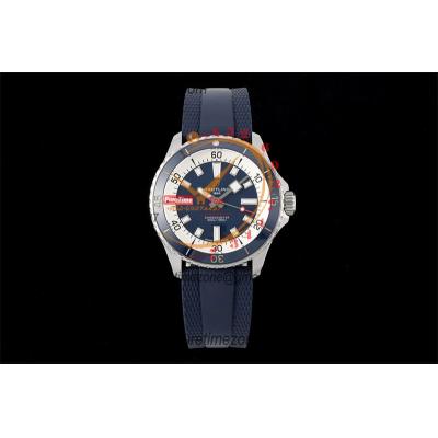 SuperOcean A17375 Automatic 42 SS A2824 Automatic Mens Watch Best Edition BLSF Blue Dial Blue Rubber Strap