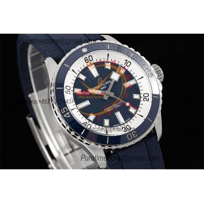 SuperOcean A17375 Automatic 42 SS A2824 Automatic Mens Watch Best Edition BLSF Blue Dial Blue Rubber Strap