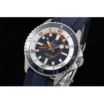 SuperOcean A17375 Automatic 42 SS A2824 Automatic Mens Watch Best Edition BLSF Blue Dial Blue Rubber Strap