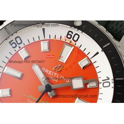 SuperOcean A17375 Automatic 42 SS A2824 Automatic Mens Watch Best Edition BLSF Orange Dial Green Rubber Strap