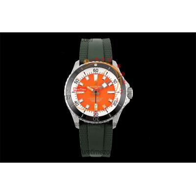 SuperOcean A17375 Automatic 42 SS A2824 Automatic Mens Watch Best Edition BLSF Orange Dial Green Rubber Strap