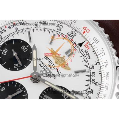 Navitimer 1 AB012012 A7750 Automatic Chronograph Mens Watch SS Best Edition BLSF Silver Dial Brown Leather Strap