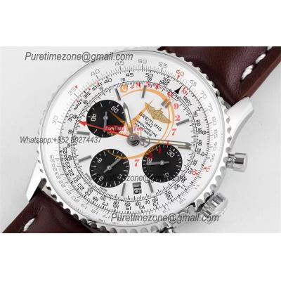 Navitimer 1 AB012012 A7750 Automatic Chronograph Mens Watch SS Best Edition BLSF Silver Dial Brown Leather Strap