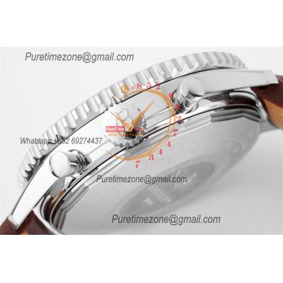 Navitimer 1 AB012012 A7750 Automatic Chronograph Mens Watch SS Best Edition BLSF Silver Dial Brown Leather Strap