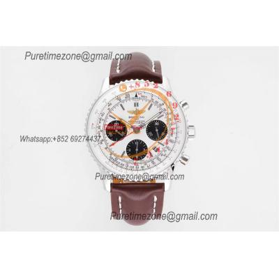 Navitimer 1 AB012012 A7750 Automatic Chronograph Mens Watch SS Best Edition BLSF Silver Dial Brown Leather Strap