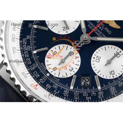 Navitimer 1 AB012012 A7750 Automatic Chronograph Mens Watch SS Best Edition BLSF Blue Dial Blue Leather Strap