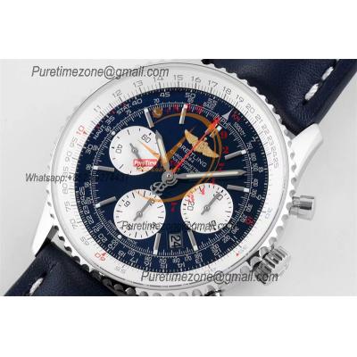 Navitimer 1 AB012012 A7750 Automatic Chronograph Mens Watch SS Best Edition BLSF Blue Dial Blue Leather Strap