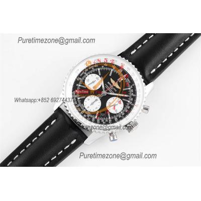 Navitimer 1 AB012012 A7750 Automatic Chronograph Mens Watch SS Best Edition BLSF Black Dial Black Leather Strap