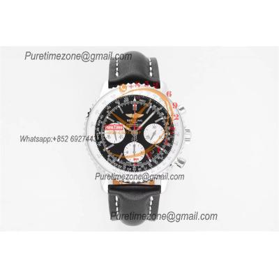 Navitimer 1 AB012012 A7750 Automatic Chronograph Mens Watch SS Best Edition BLSF Black Dial Black Leather Strap