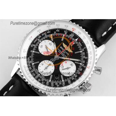 Navitimer 1 AB012012 A7750 Automatic Chronograph Mens Watch SS Best Edition BLSF Black Dial Black Leather Strap