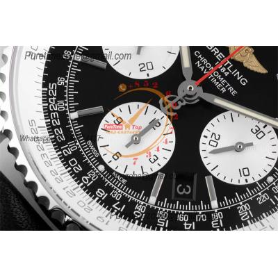 Navitimer 1 AB012012 A7750 Automatic Chronograph Mens Watch SS Best Edition BLSF Black Dial Black Leather Strap