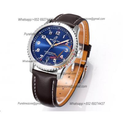 Navitimer Aviator 8 A173151 A2824 Automatic Mens Watch SS Best Edition BLSF Blue Dial Brown Leather Strap