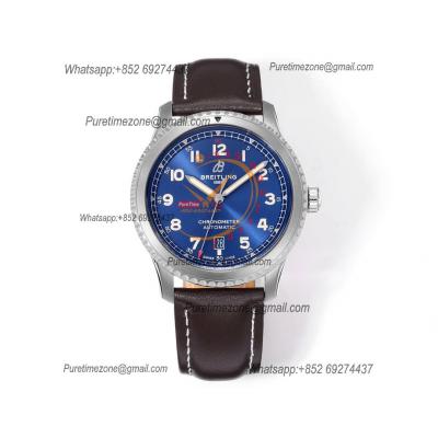 Navitimer Aviator 8 A173151 A2824 Automatic Mens Watch SS Best Edition BLSF Blue Dial Brown Leather Strap