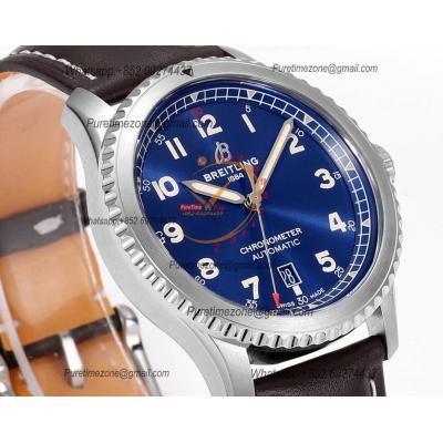 Navitimer Aviator 8 A173151 A2824 Automatic Mens Watch SS Best Edition BLSF Blue Dial Brown Leather Strap