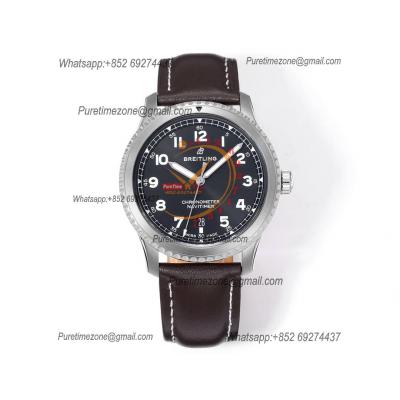 Navitimer Aviator 8 A173151 A2824 Automatic Mens Watch SS Best Edition BLSF Black Dial Brown Leather Strap