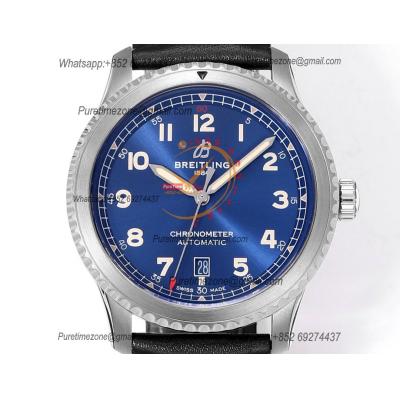 Navitimer Aviator 8 A173151 A2824 Automatic Mens Watch SS Best Edition BLSF Blue Dial Black Leather Strap