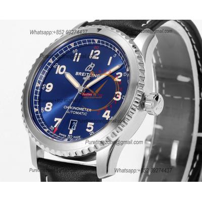 Navitimer Aviator 8 A173151 A2824 Automatic Mens Watch SS Best Edition BLSF Blue Dial Black Leather Strap