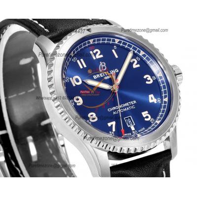 Navitimer Aviator 8 A173151 A2824 Automatic Mens Watch SS Best Edition BLSF Blue Dial Black Leather Strap