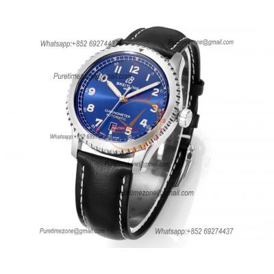 Navitimer Aviator 8 A173151 A2824 Automatic Mens Watch SS Best Edition BLSF Blue Dial Black Leather Strap