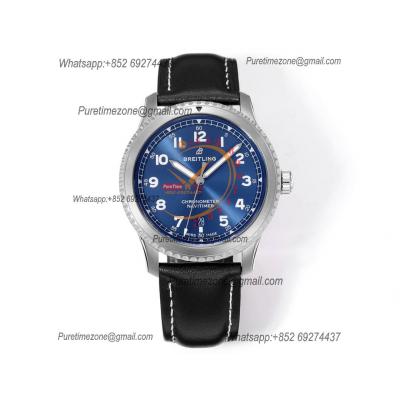 Navitimer Aviator 8 A173151 A2824 Automatic Mens Watch SS Best Edition BLSF Blue Dial Black Leather Strap