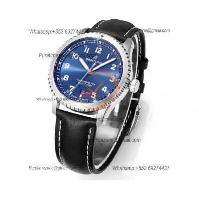 Navitimer Aviator 8 A173151 A2824 Automatic Mens Watch SS Best Edition BLSF Blue Dial Black Leather Strap