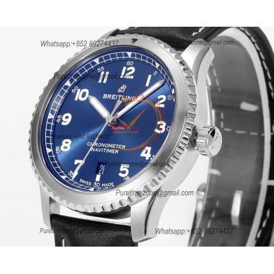 Navitimer Aviator 8 A173151 A2824 Automatic Mens Watch SS Best Edition BLSF Blue Dial Black Leather Strap