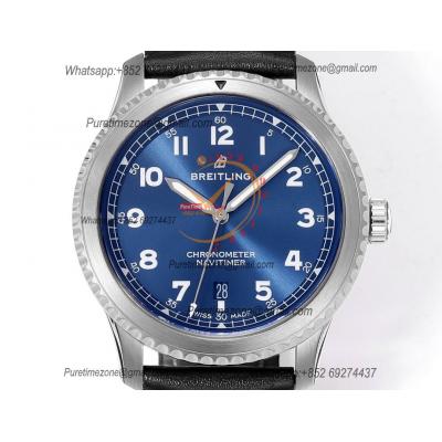 Navitimer Aviator 8 A173151 A2824 Automatic Mens Watch SS Best Edition BLSF Blue Dial Black Leather Strap