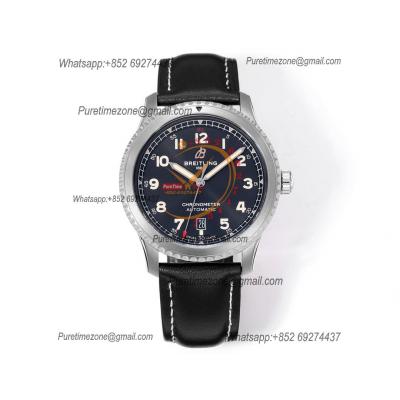 Navitimer Aviator 8 A173151 A2824 Automatic Mens Watch SS Best Edition BLSF Black Dial Black Leather Strap