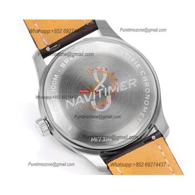 Navitimer Aviator 8 AB3521 A2824 Automatic Mens Watch SS Best Edition BLSF Silver Dial Black Leather Strap