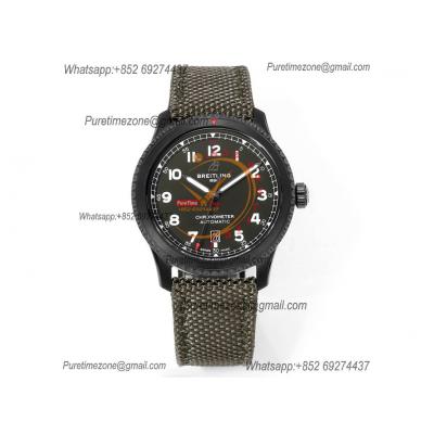 Navitimer Aviator 8 M1731410 A2824 Automatic Mens Watch Best Edition BLSF PVD Steel All Black Dial Green Nylon Strap