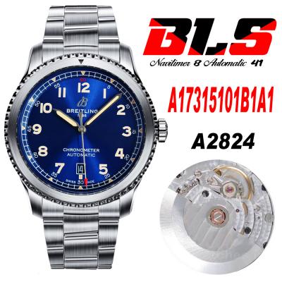 Navitimer Aviator 8 A17314101 A2824 Automatic Mens Watch Best Edition BLSF Blue Dial Stainless Steel Bracelet