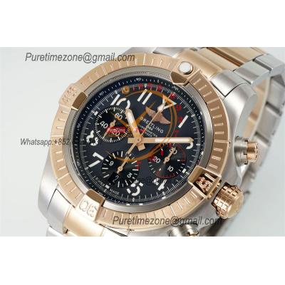 Avenger B01 UB01821 ETA7750 Automatic Chronograph Mens Watch Best Edition BLSF 45mm RG Black Dial SS Bracelet