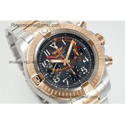 Avenger B01 UB01821 ETA7750 Automatic Chronograph Mens Watch Best Edition BLSF 45mm RG Black Dial SS Bracelet